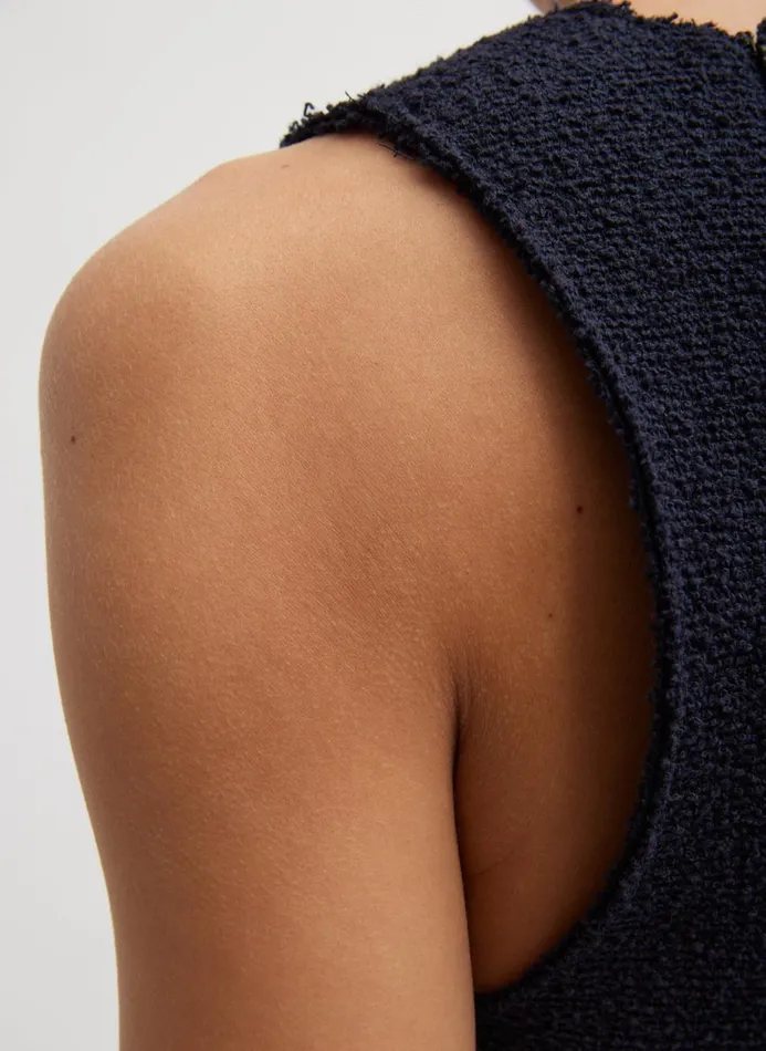 Women Dresses Tibi Boucle Knit Tank Tucked Dress Midnight Navy