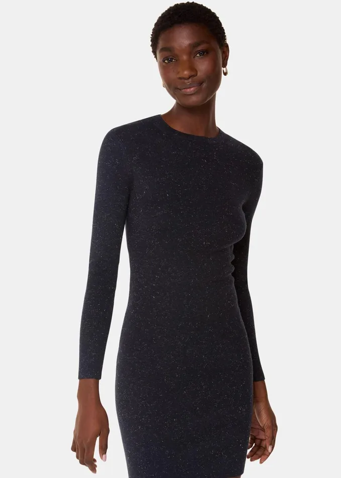 Women Dresses Whistles Black Annie Sparkle Short Knit Dress