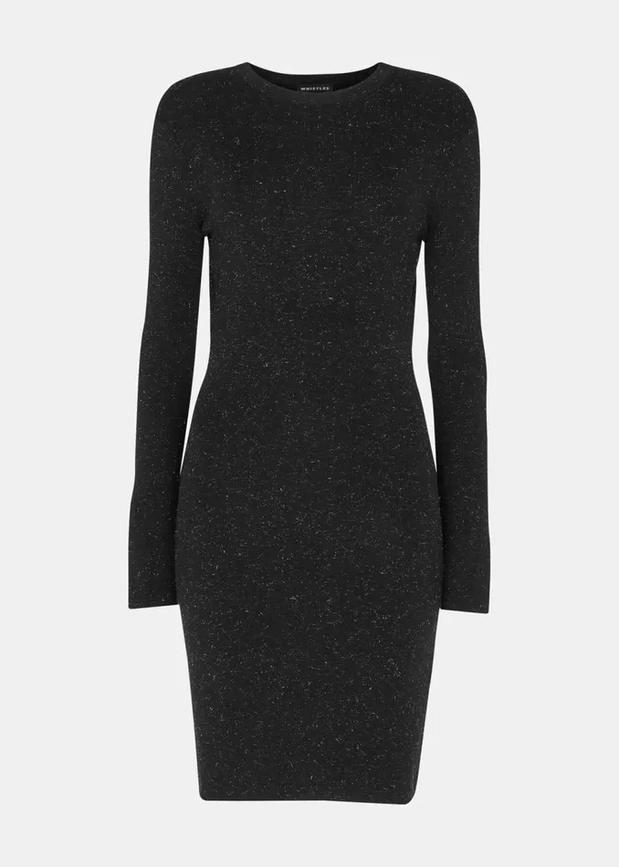 Women Dresses Whistles Black Annie Sparkle Short Knit Dress