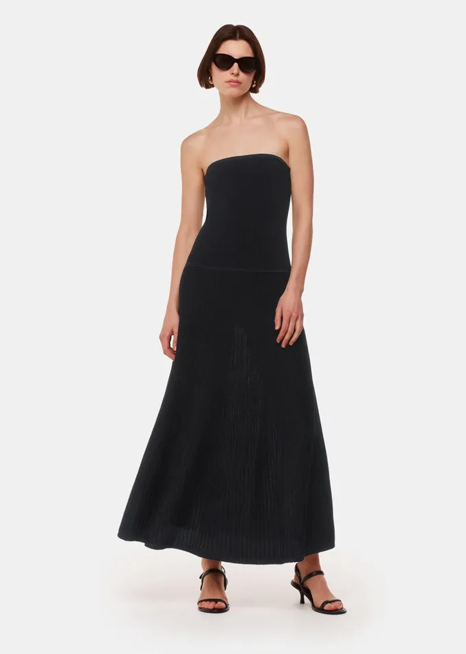 Women Dresses Whistles Black Bandeau Knit Dress