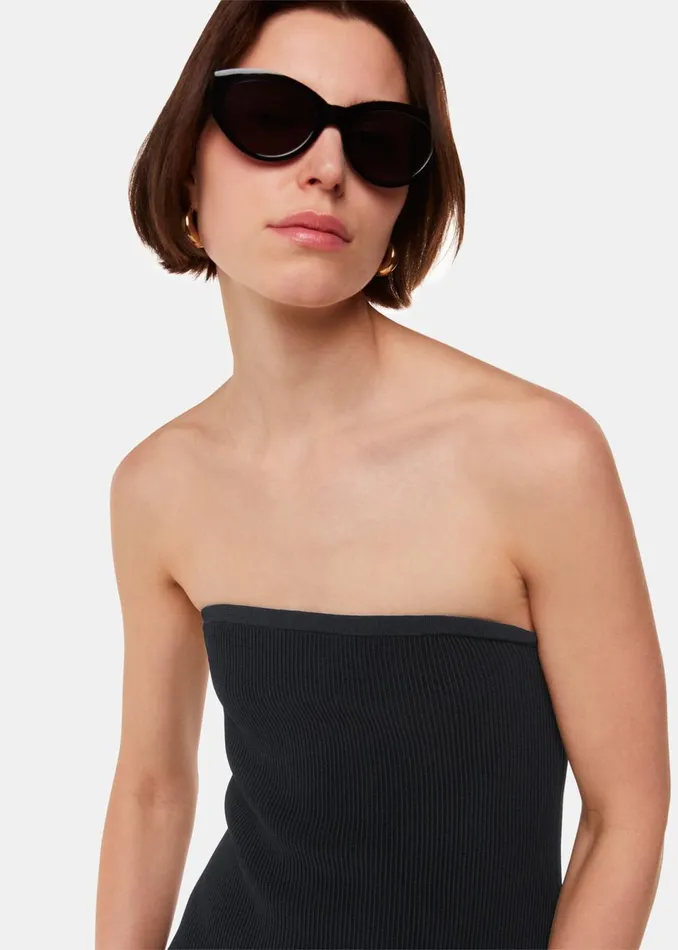 Women Dresses Whistles Black Bandeau Knit Dress
