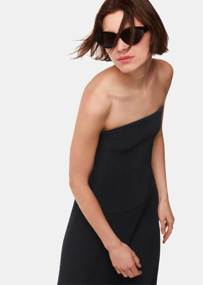 Women Dresses Whistles Black Bandeau Knit Dress