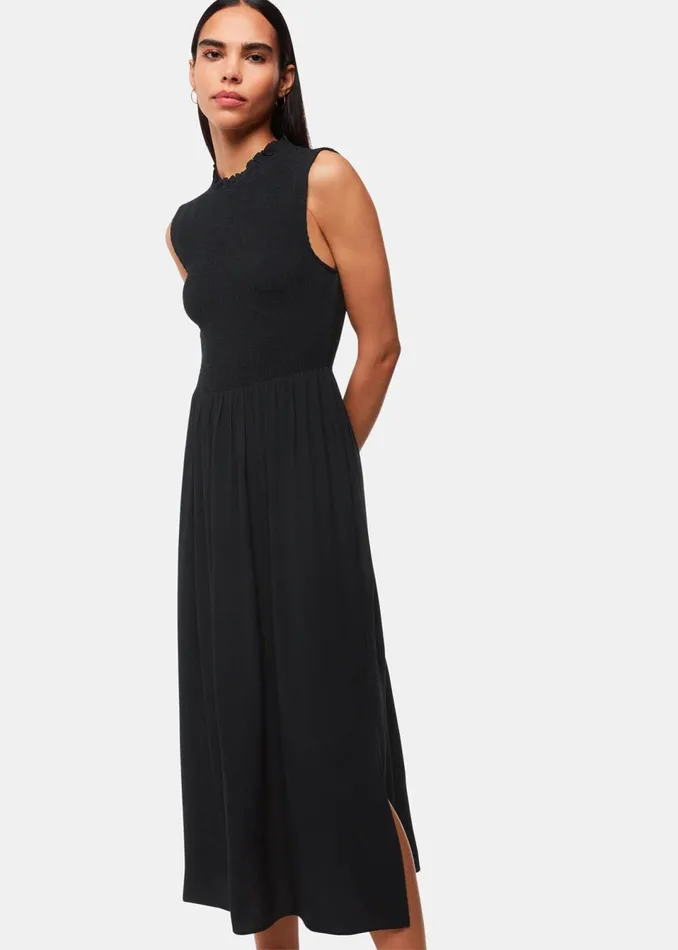 Women Dresses Whistles Black Heidi Shirred Bodice Dress
