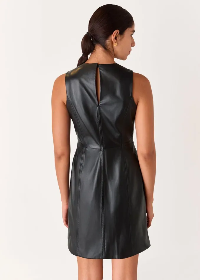 Women Dresses Whistles Black Leather Shift Dress