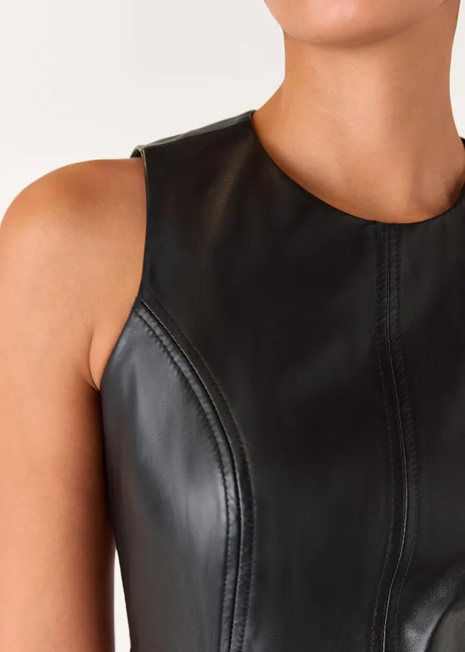 Women Dresses Whistles Black Leather Shift Dress
