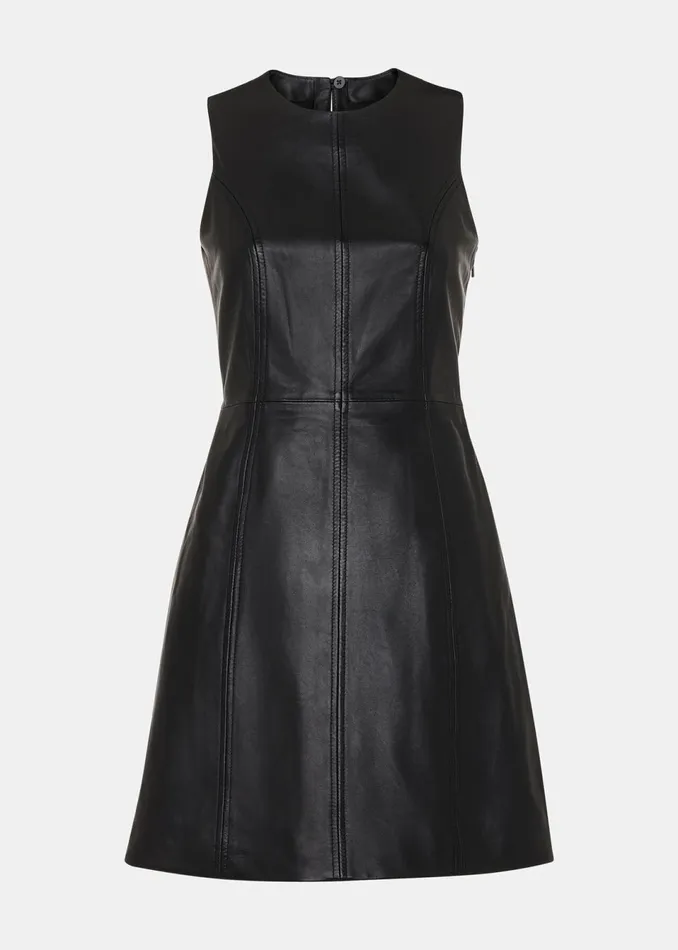 Women Dresses Whistles Black Leather Shift Dress