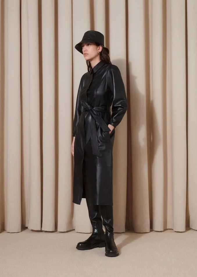 Women Dresses Whistles Black Phoebe Leather Shirt Dress