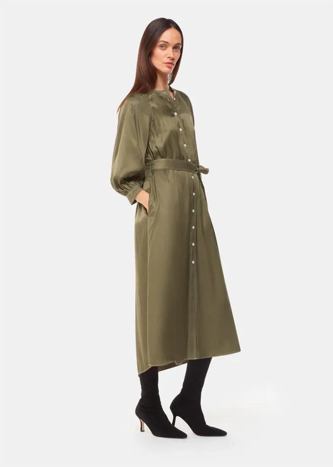 Women Dresses Whistles Khaki Mabel Topstitch Dress