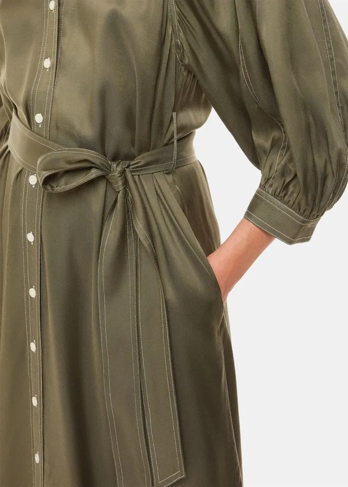 Women Dresses Whistles Khaki Mabel Topstitch Dress