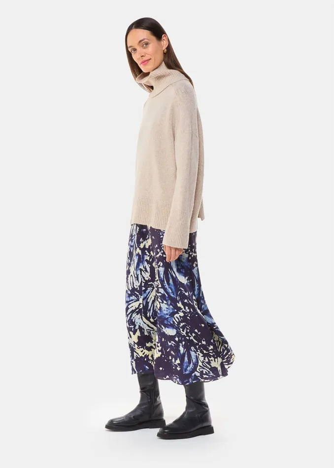 Women Dresses Whistles Navy Dazzled Floral Satin Dress