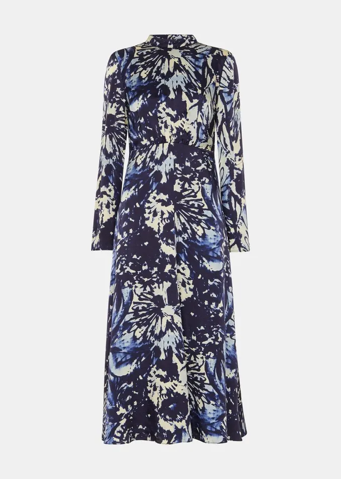 Women Dresses Whistles Navy Dazzled Floral Satin Dress