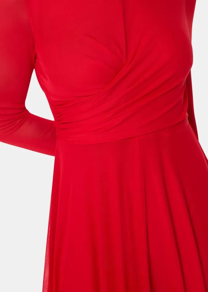 Women Dresses Whistles Red Arabella Ruched Mesh Dress