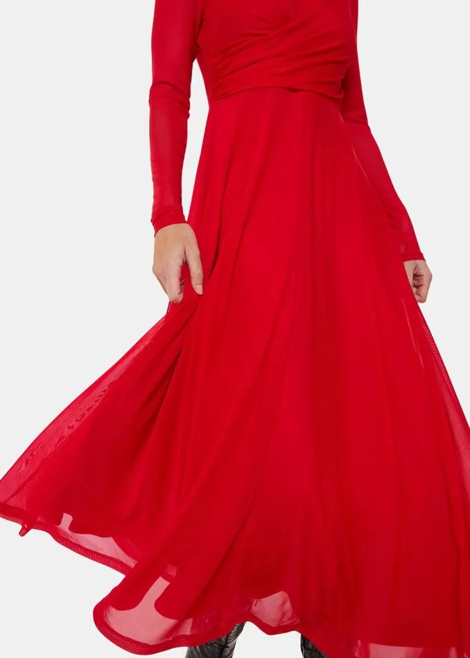 Women Dresses Whistles Red Arabella Ruched Mesh Dress