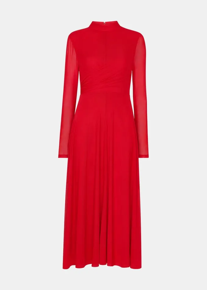 Women Dresses Whistles Red Arabella Ruched Mesh Dress