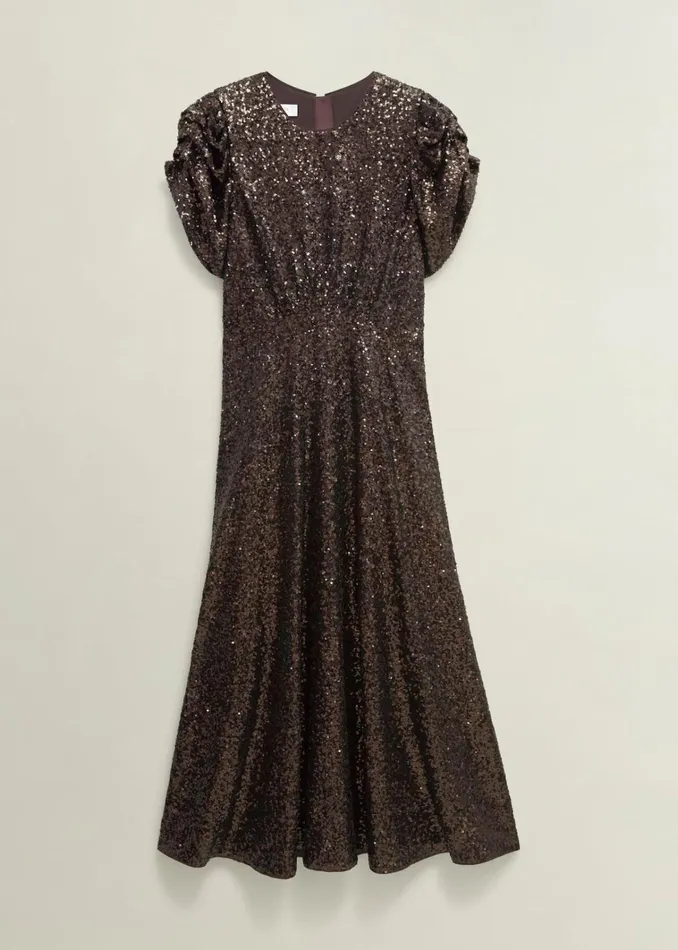 Women Eltham Sequin Dress Deep Brown Hobbs Dresses and Jumpsuits