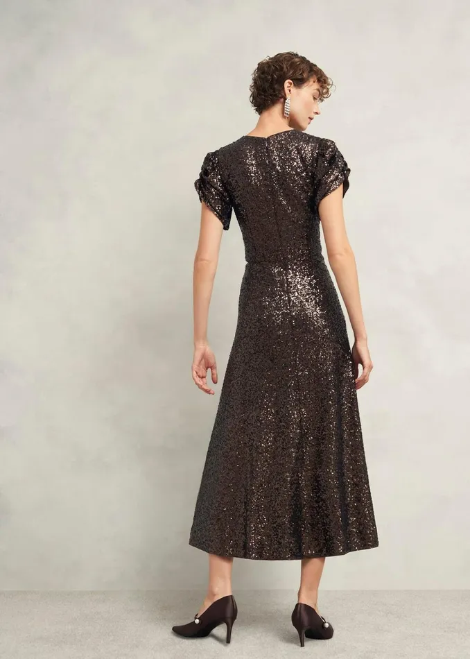 Women Eltham Sequin Dress Deep Brown Hobbs Dresses and Jumpsuits