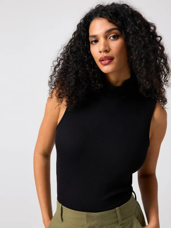 Women Essential Sleeveless Mock Neck Tank Black Sanctuary Clothing Sweaters and Cardis Women Essential Sleeveless Mock Neck Tank Black Sanctuary Clothing Sweaters and Cardis