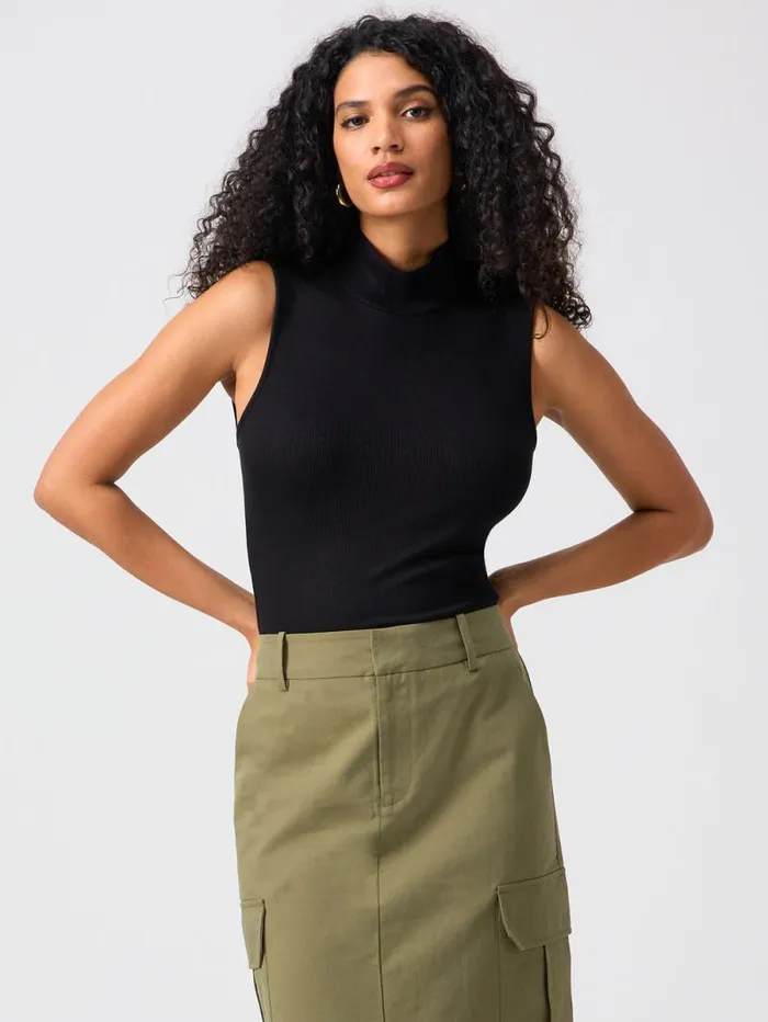 Women Essential Sleeveless Mock Neck Tank Black Sanctuary Clothing Sweaters and Cardis Women Essential Sleeveless Mock Neck Tank Black Sanctuary Clothing Sweaters and Cardis