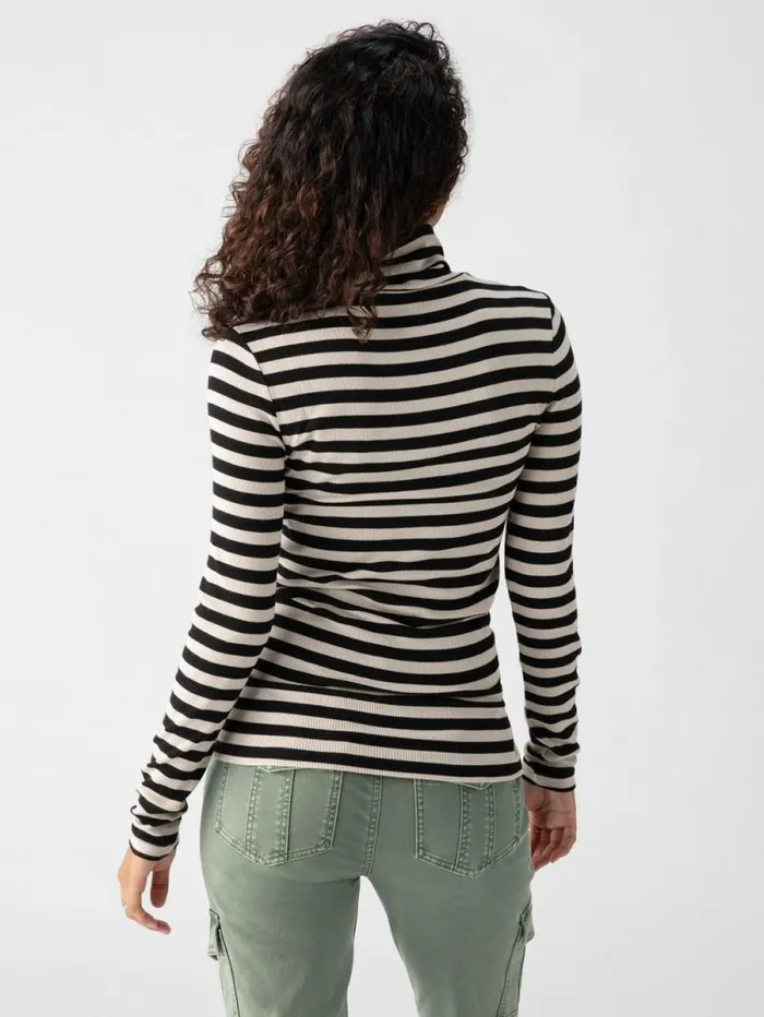Women Essential Turtleneck Top Toasted Almond Black Mini Stripe Sanctuary Clothing Tees and Tops Women Essential Turtleneck Top Toasted Almond Black Mini Stripe Sanctuary Clothing Tees and Tops