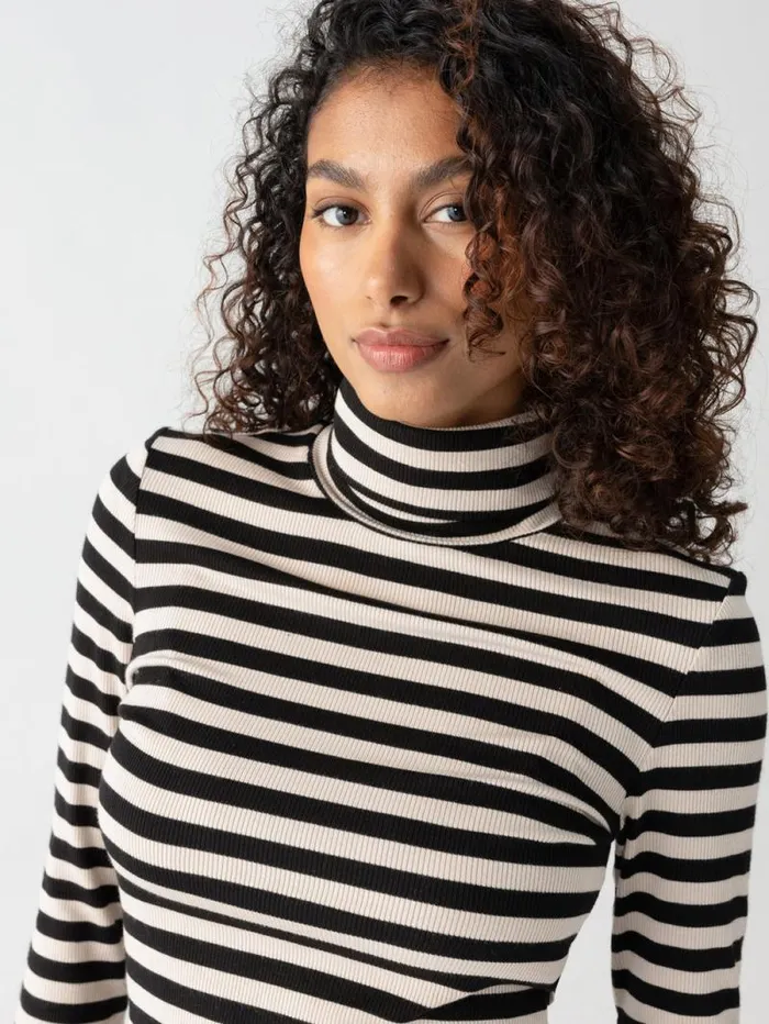 Women Essential Turtleneck Top Toasted Almond Black Mini Stripe Sanctuary Clothing Tees and Tops Women Essential Turtleneck Top Toasted Almond Black Mini Stripe Sanctuary Clothing Tees and Tops