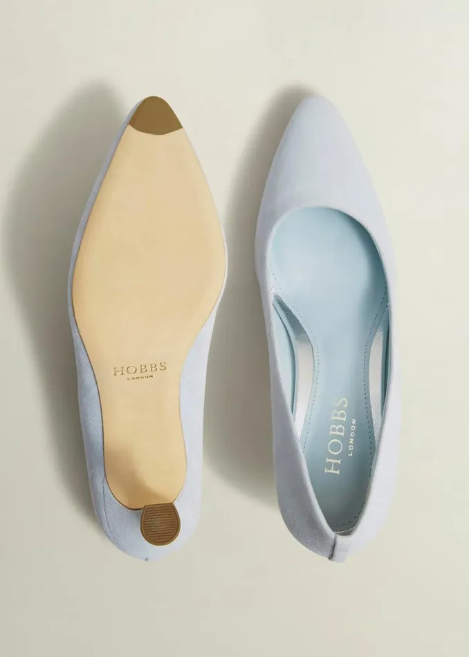 Women Esther Suede Court Shoes Pale Blue Hobbs Court Shoes