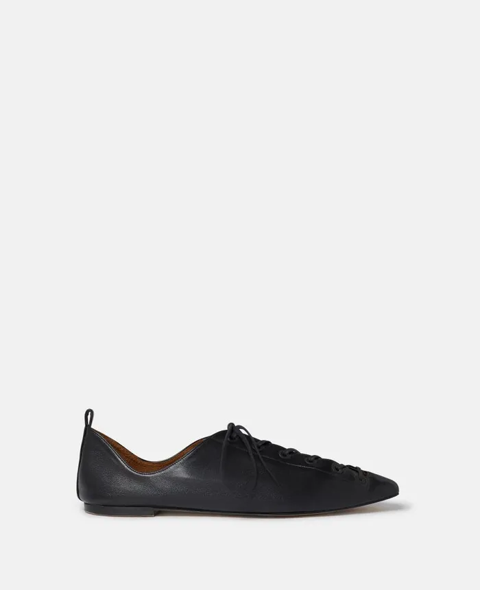 Women Flats Stella McCartney Terra Laced Alter Mat Ballerina Flats Midnight Black Women Flats Stella McCartney Terra Laced Alter Mat Ballerina Flats Midnight Black
