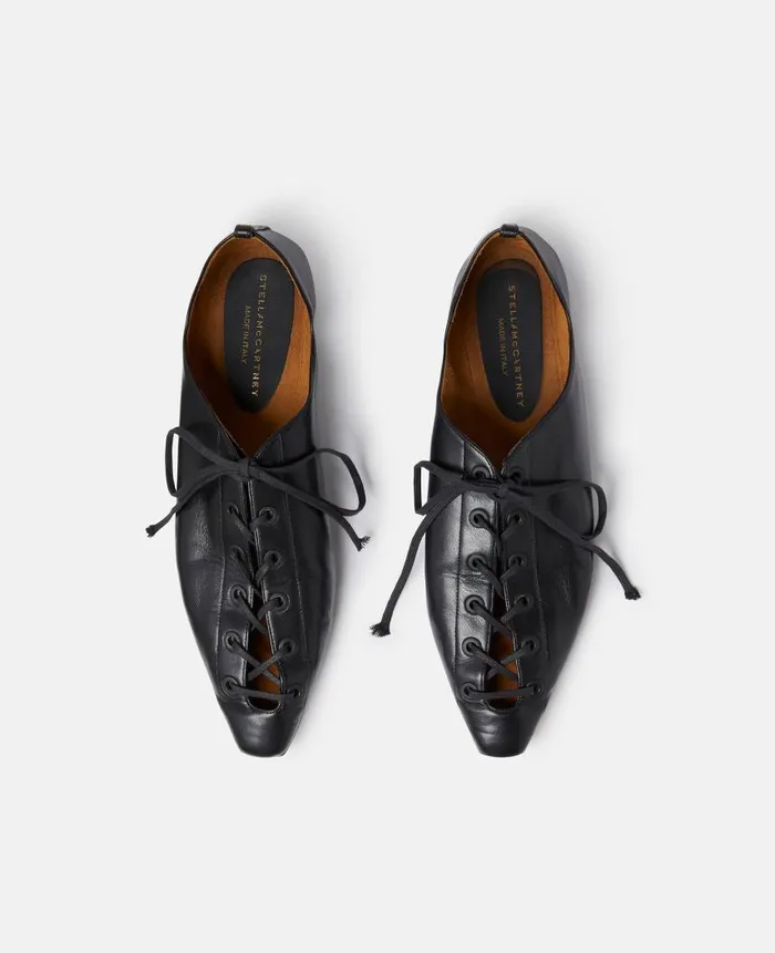 Women Flats Stella McCartney Terra Laced Alter Mat Ballerina Flats Midnight Black