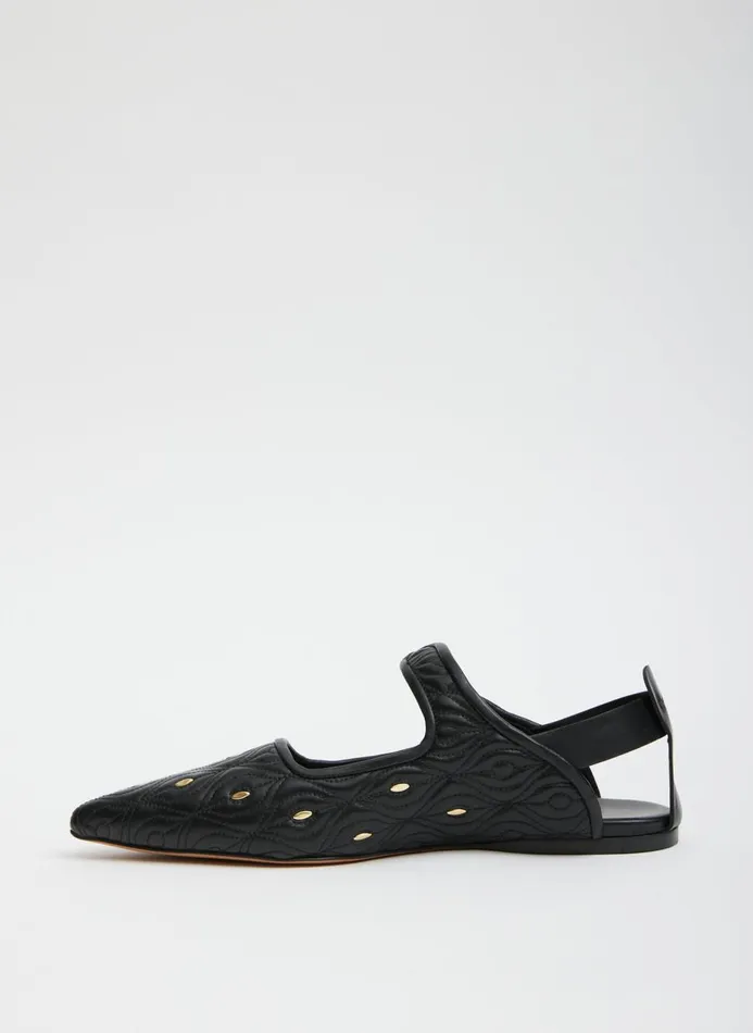 Women Flats Tibi Rudolph Studded Flat Blackgold
