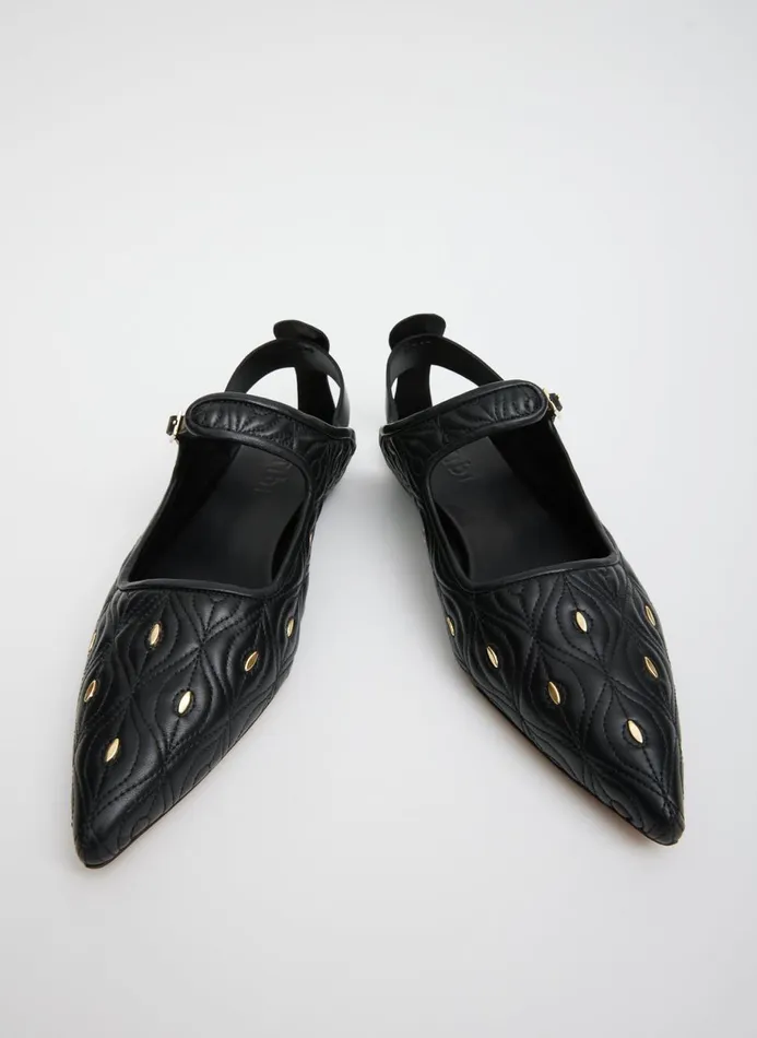Women Flats Tibi Rudolph Studded Flat Blackgold