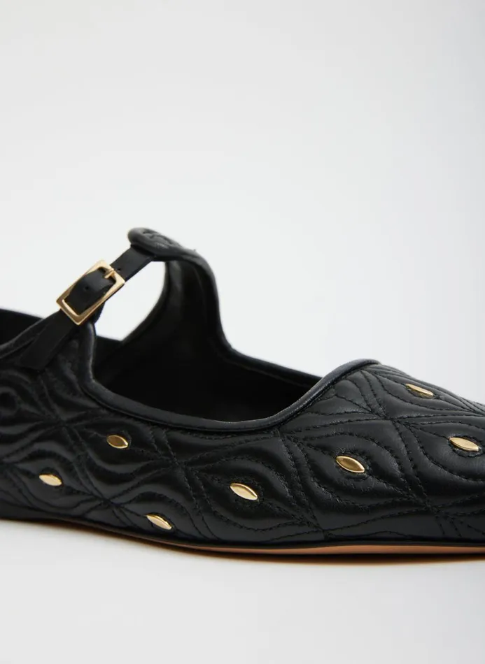 Women Flats Tibi Rudolph Studded Flat Blackgold