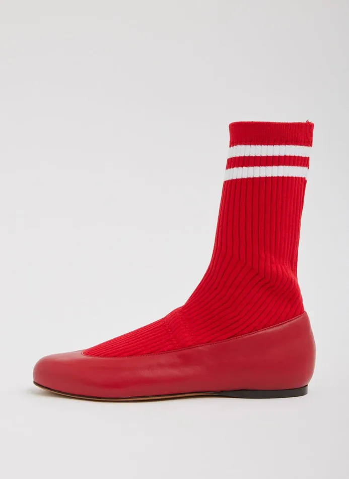 Women Flats Tibi Slouchy Ribbed Borg Red