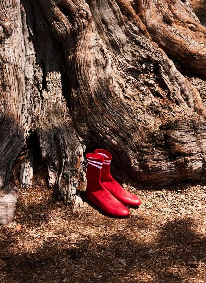 Women Flats Tibi Slouchy Ribbed Borg Red