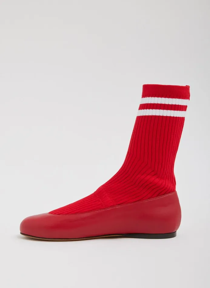 Women Flats Tibi Slouchy Ribbed Borg Red