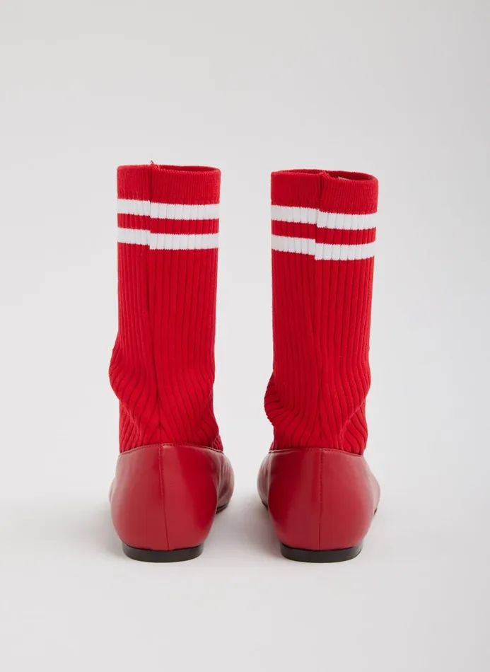 Women Flats Tibi Slouchy Ribbed Borg Red