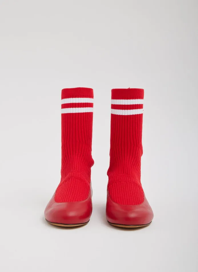 Women Flats Tibi Slouchy Ribbed Borg Red