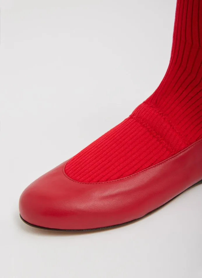 Women Flats Tibi Slouchy Ribbed Borg Red