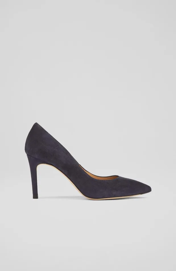 Women Floret Navy Suede Pointed Toe Courts Navy Blue LKBennett Court Shoes