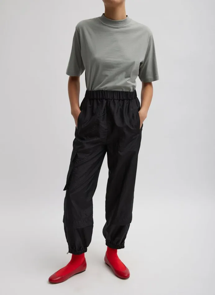 Women Fundamentals Tibi Crispy Nylon Wilt Pull On Jogger Black