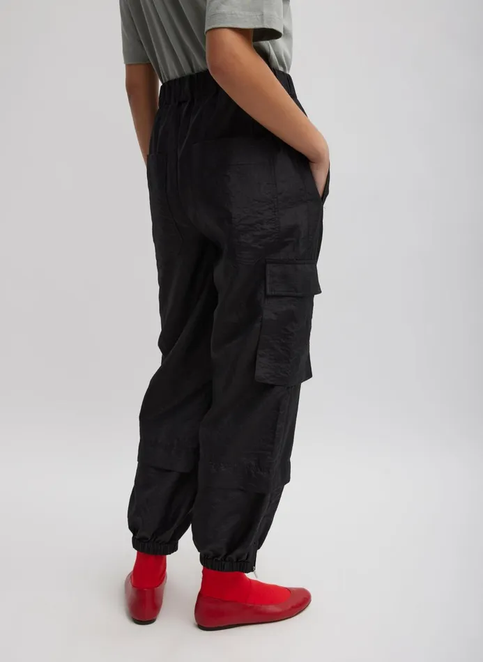 Women Fundamentals Tibi Crispy Nylon Wilt Pull On Jogger Black