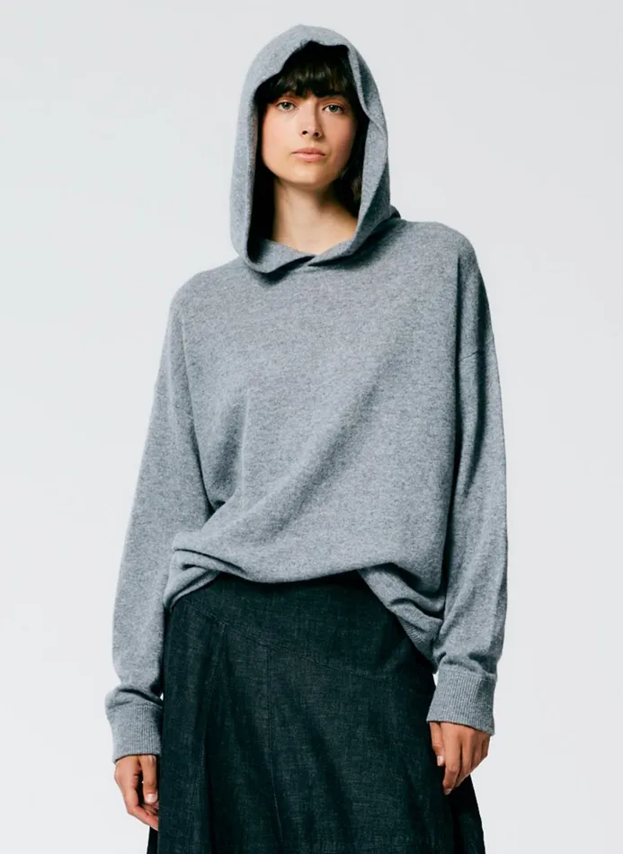 Women Fundamentals Tibi Feather Weight Cashmere Easy Men039s Hoodie Heather Grey