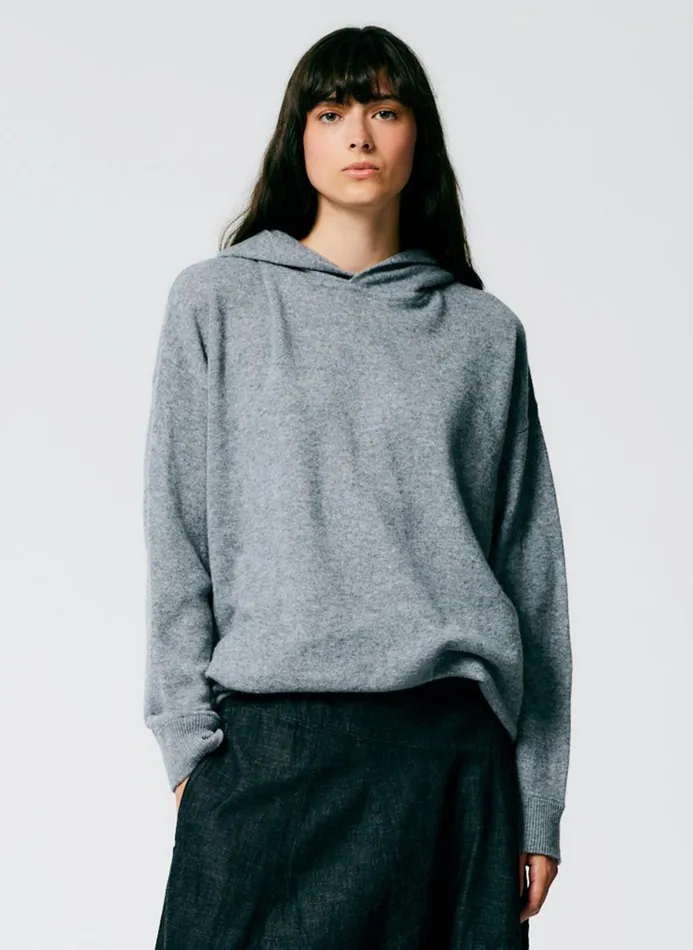 Women Fundamentals Tibi Feather Weight Cashmere Easy Men039s Hoodie Heather Grey