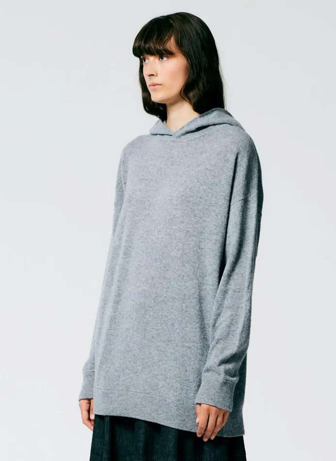 Women Fundamentals Tibi Feather Weight Cashmere Easy Men039s Hoodie Heather Grey