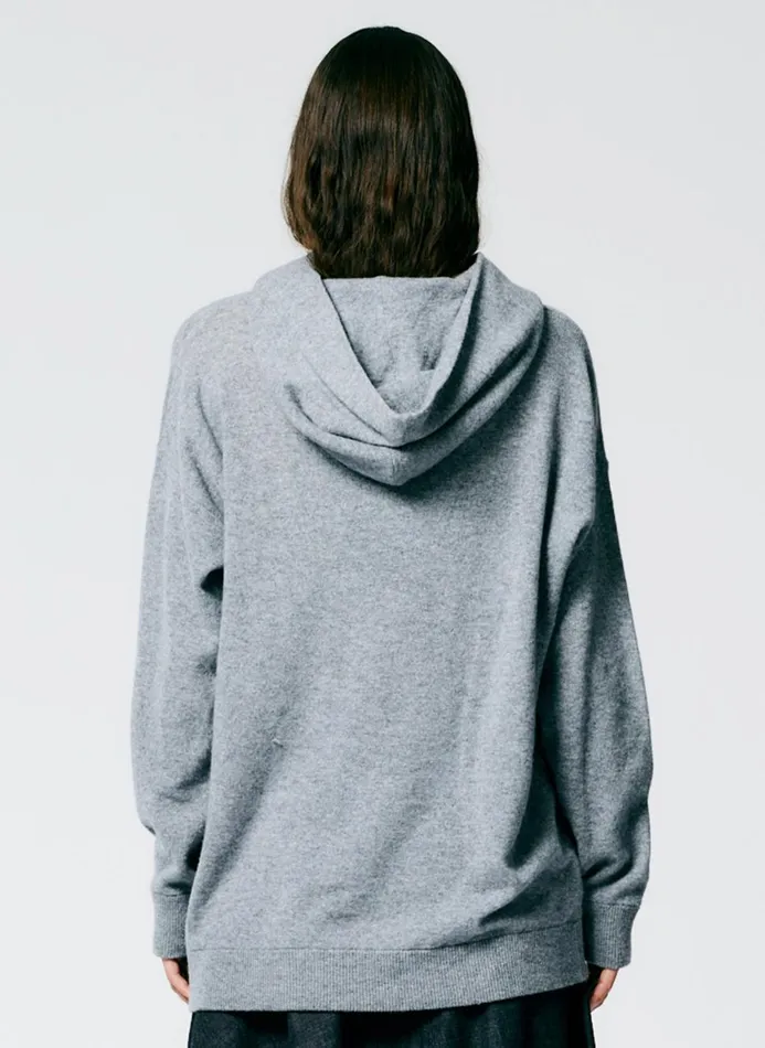 Women Fundamentals Tibi Feather Weight Cashmere Easy Men039s Hoodie Heather Grey
