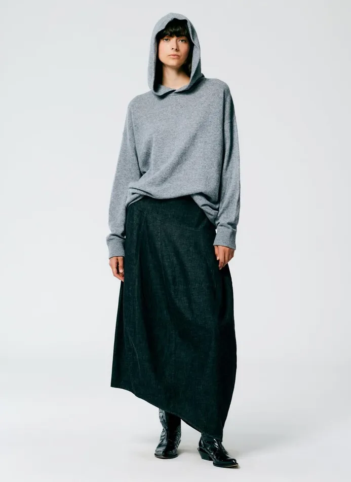 Women Fundamentals Tibi Feather Weight Cashmere Easy Men039s Hoodie Heather Grey