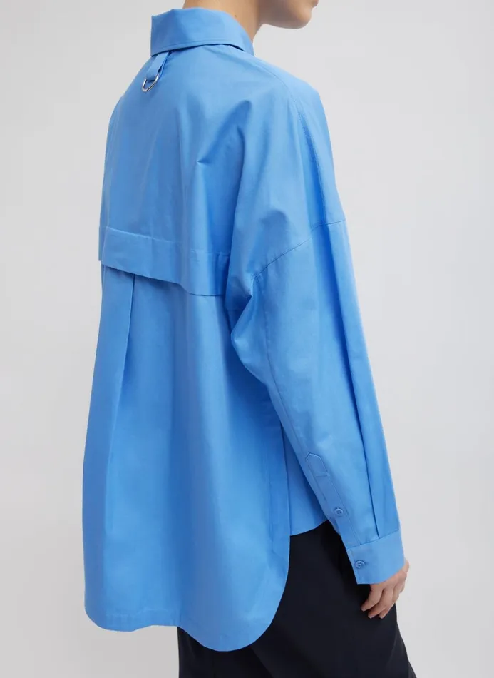 Women Fundamentals Tibi Gabe Oversized Shirt Newman Blue