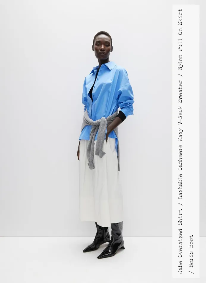 Women Fundamentals Tibi Gabe Oversized Shirt Newman Blue