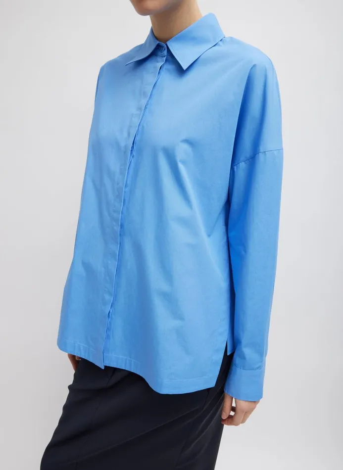 Women Fundamentals Tibi Gabe Oversized Shirt Newman Blue