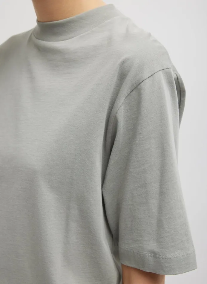 Women Fundamentals Tibi Mock Neck Unisex TShirt Pumice Grey