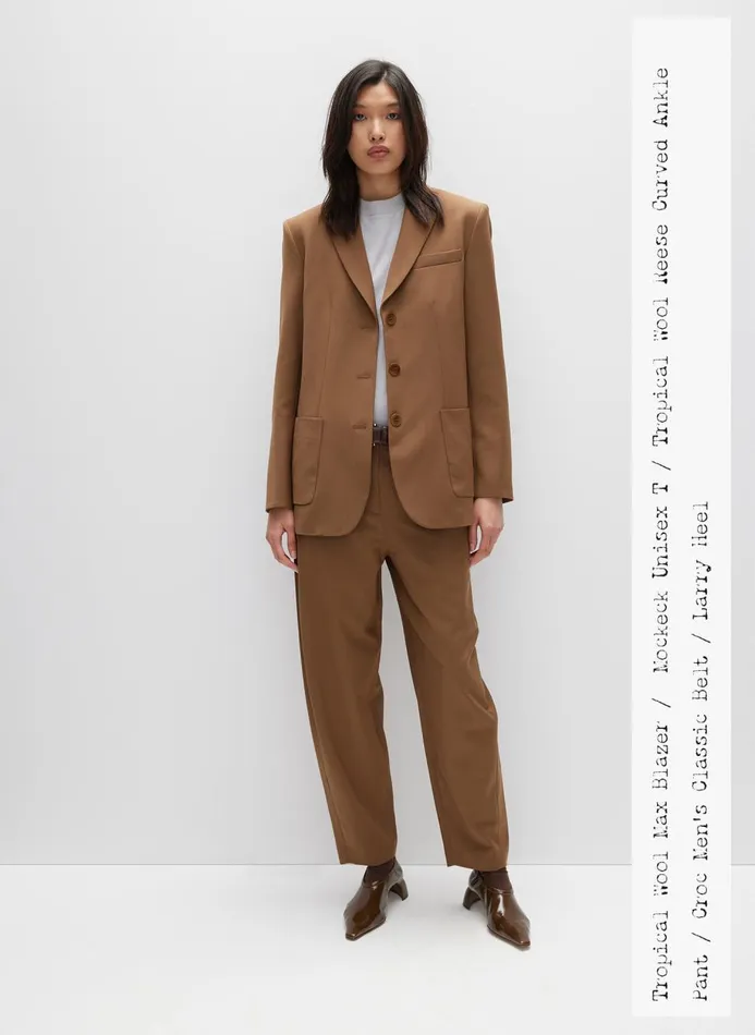 Women Fundamentals Tibi Tropical Wool Reese Sculpted Trouser Toffee