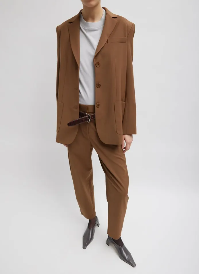 Women Fundamentals Tibi Tropical Wool Reese Sculpted Trouser Toffee
